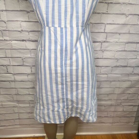J.Crew Women's Blue White Striped Short Sleeve Wrap Dress Size 14 - Picture 7 of 10